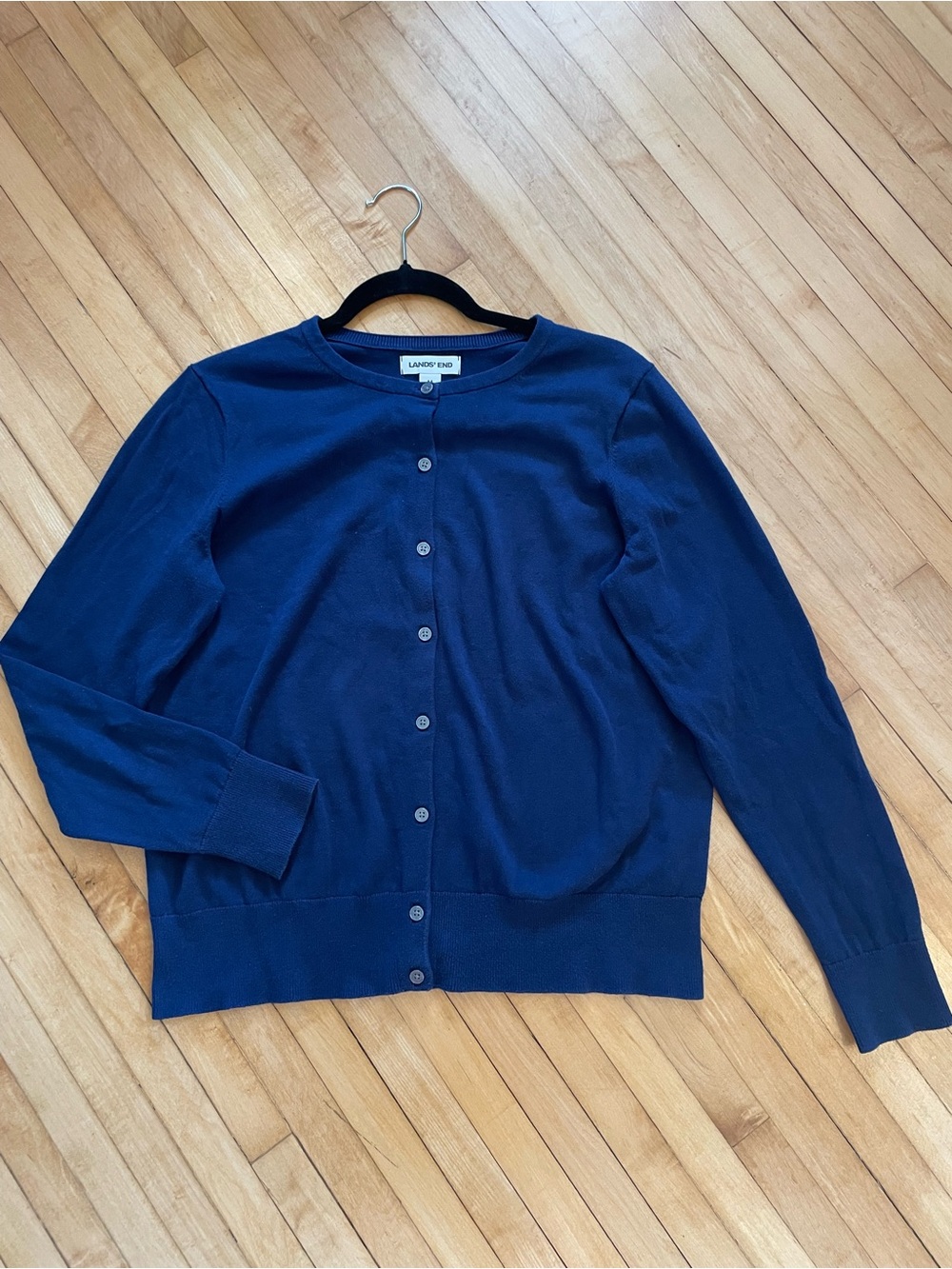 LANDS' END 2025 Button Front Cardigan Cotton Preppy Nautical Closet Staple